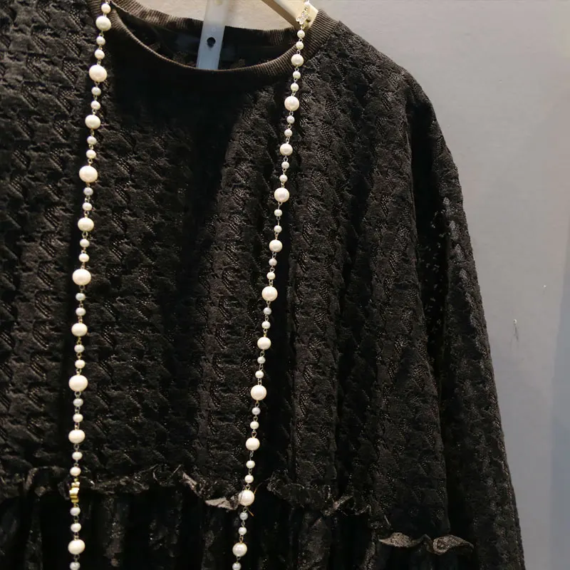 XITAO винтажное кружевное платье с подолом женская мода новый пуловер маленький