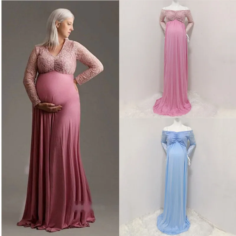 

Платье для беременных, кружевное, с открытыми плечами