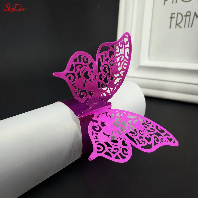 100 шт Бумага Бабочки рождественские кольца для салфеток украшение стола