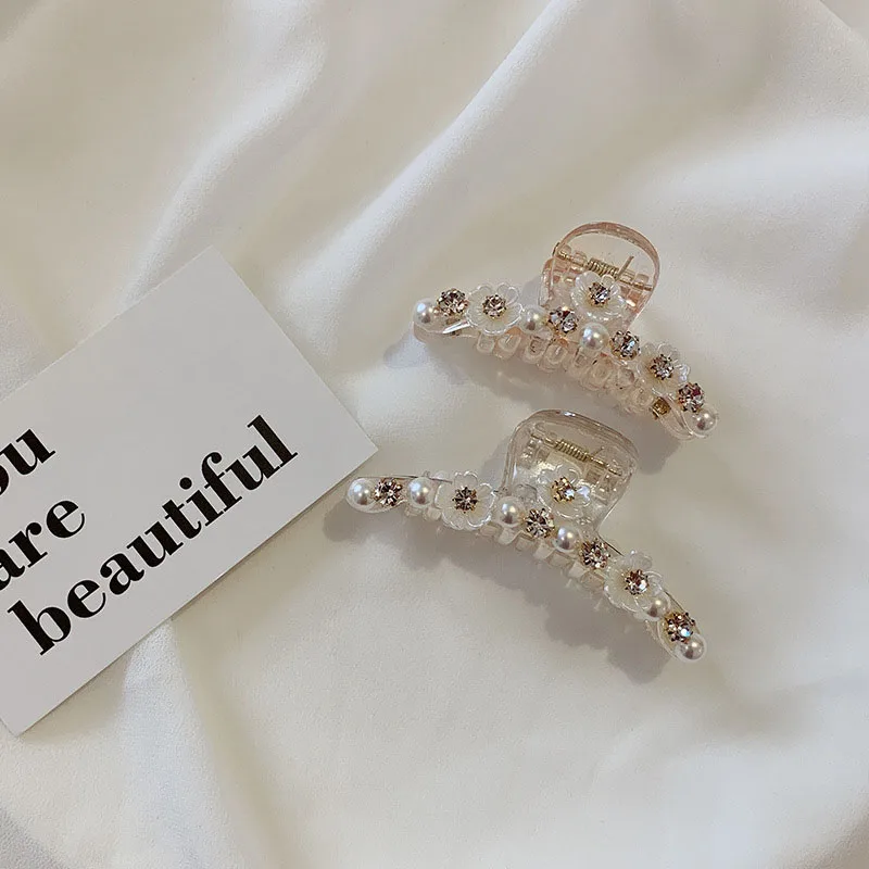 

Fashion Hot Korean Luxury Pearl Flower Hair Claw Crabs Clips Hair Claws Rhinestone Hairpin Hair Clip Accessories Women