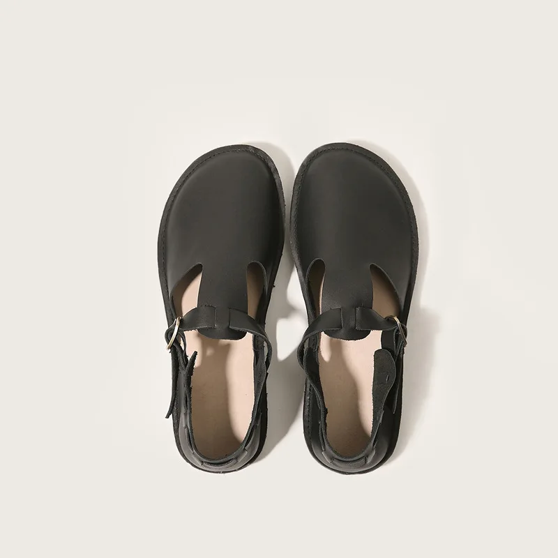 

Aurora Shoes Women's Literature and Art Women's Shoes Leather Sandals Women's T-shaped Upper Layer Cowhide Women's Toe Sandals