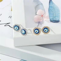 gold silver color blue zircon evil eye stud earrings bohemian small earstud earring for women girls fashion jewelry pendant