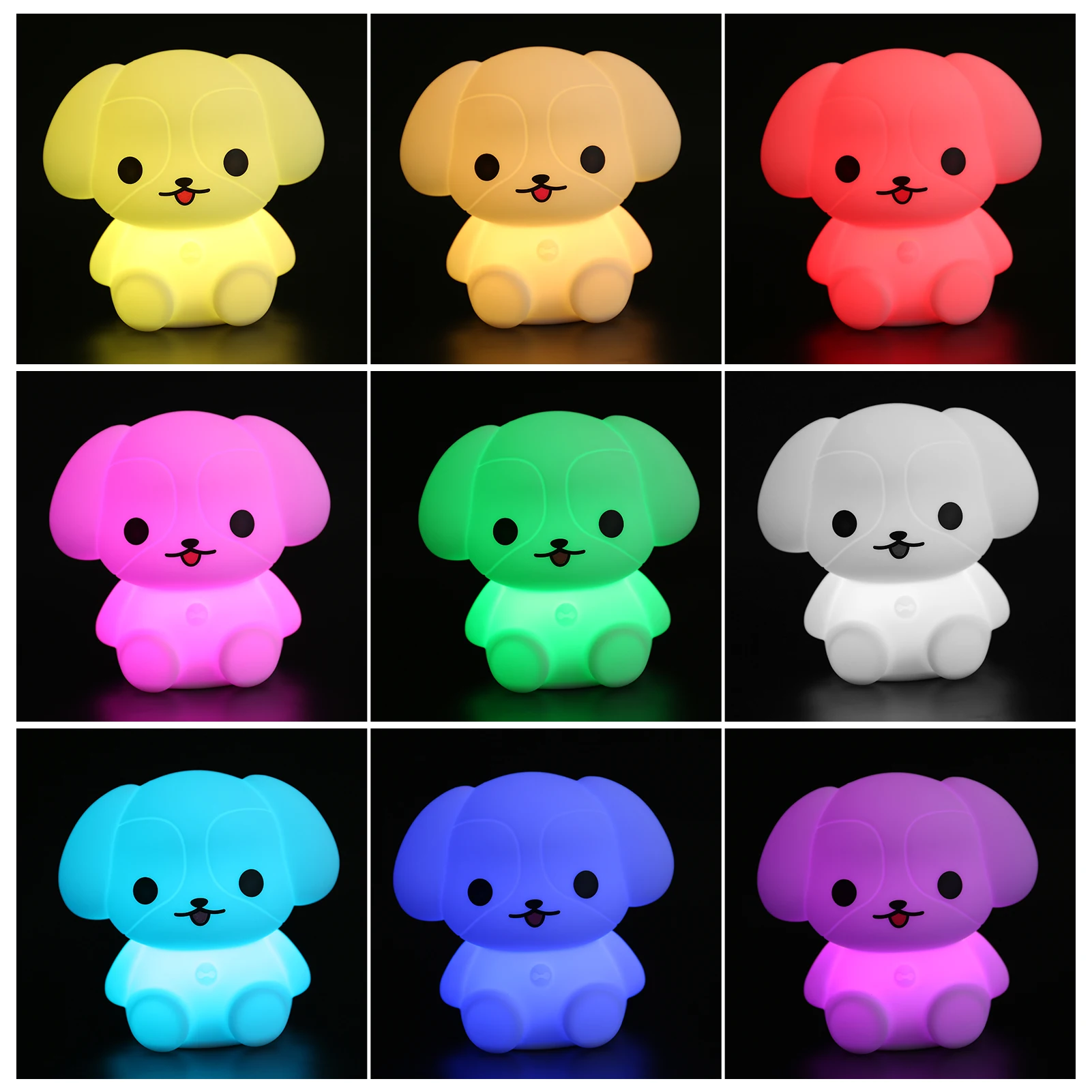 

3D Dog LED Night Light Soft Silicone 9 Color Changing Touchs Sensor For Home Bedroom Decor WWO66