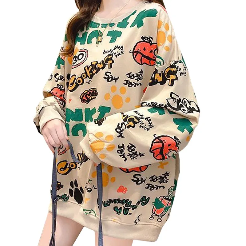 

ZuoLunOuBa Winter Plus Cashmere Casual Women Hoody Print Demon Pumpkin Bear Paw Harajuku Cartoon Sweatshirt Pullover Female