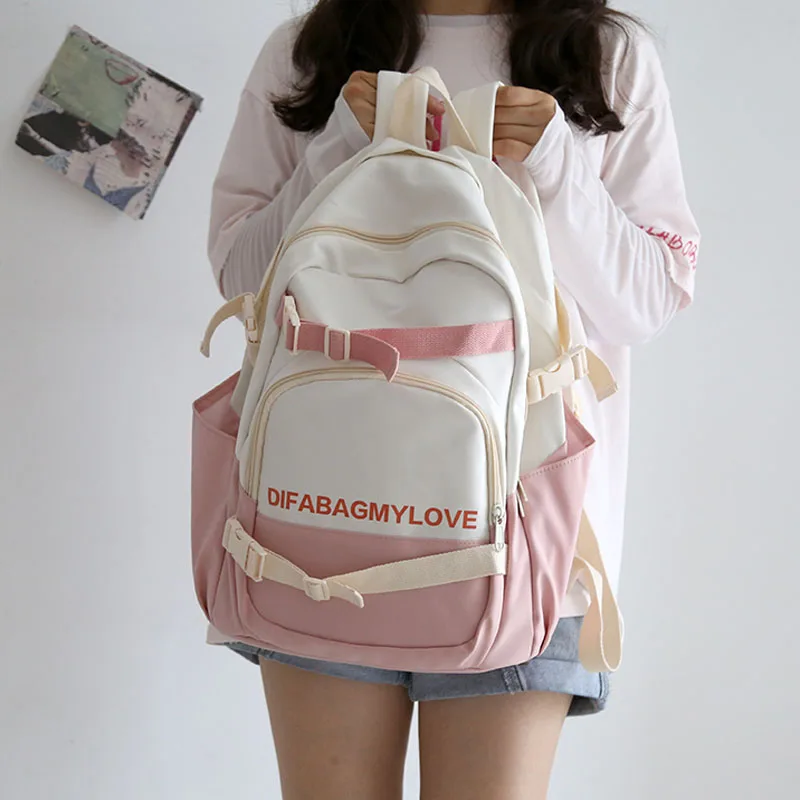 

Preppy Women Backpack Nylon Large Capacity Travel Bag Multi-pocket Laptop Backpacks School Backpack for Teenage Girls