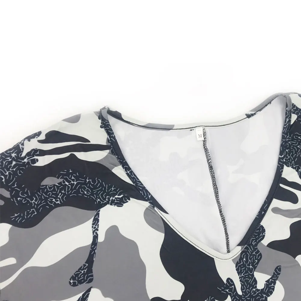 

Hot Sales New Arrival Women V-neck Printed Tops Loose Casual Long-sleeved Shirt Summer Beach J55