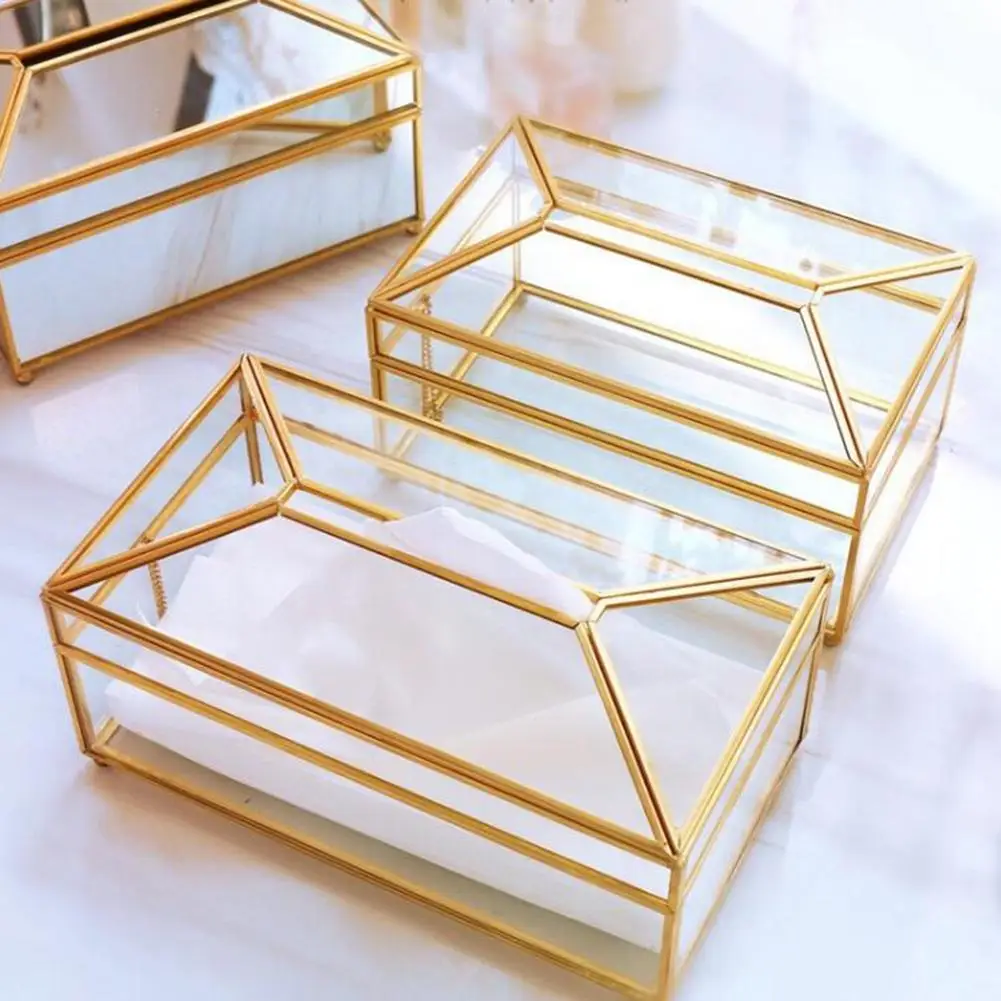 

Glass Tissue Box Holder Nordic Luxury Handkerchief Toilet Paper Holder European Style Tissue Case Storage Box Living Room Decor