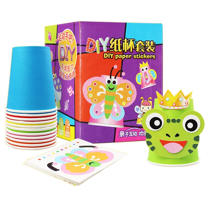 12 шт. детские 3D бумажные стаканчики ручной работы Набор наклеек весь набор