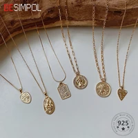 besimpol genuine 925 sterling silver necklace high quality geometric figure round pendant necklace for women luxury fine jewelry
