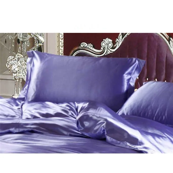 Light Purple 50*70 см сплошной шелк цвета атласная наволочка мульти Цвет из ткани, имитирующий шелковая подушка queen Стандартный один наволочки Декор для дома - Цвет: Light Purple