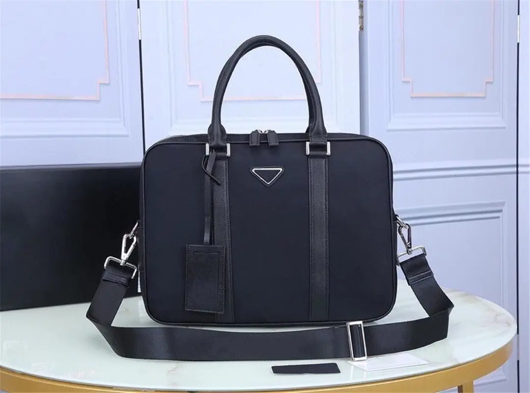 

Men's black waterproof nylon designer briefcase laptop bag large capacity retro fashion office handbag