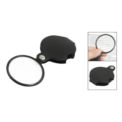 

Portable 50mm Diameter 5X Round Magnifying Glass w Black Cover