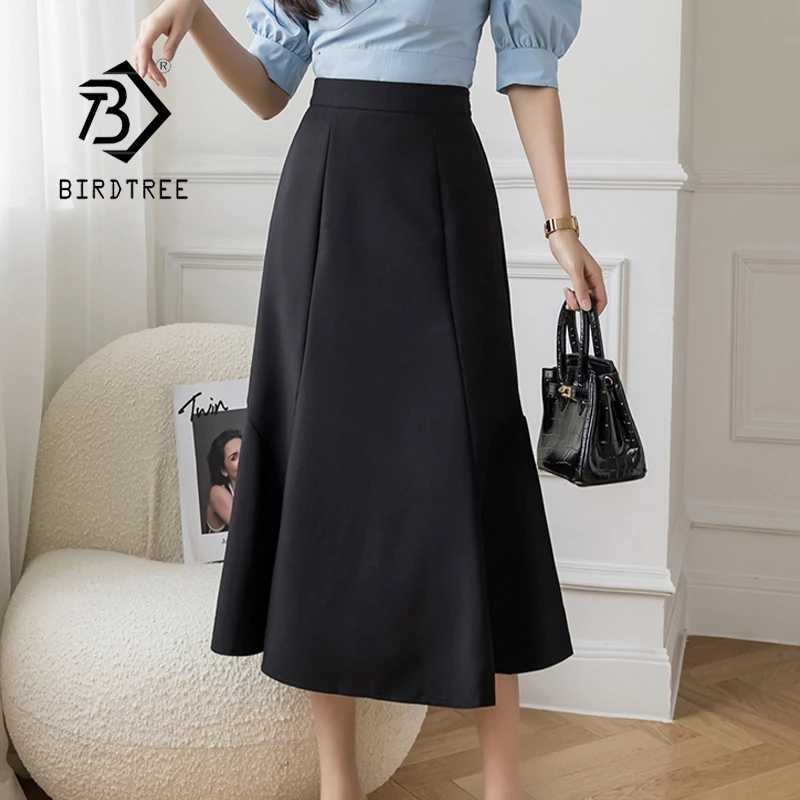 

Летние женские корейские однотонные плиссированные юбки средней длины рабочая одежда с высокой талией трапециевидные универсальные элега...