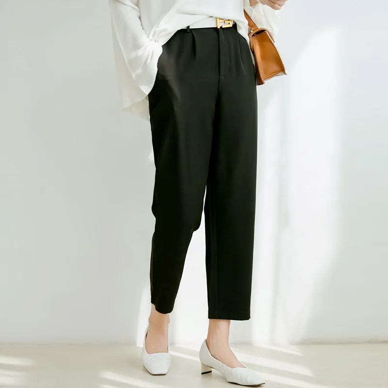 

Женские свободные прямые брюки, новинка весны 2020, с высокой талией, зауженные повседневные брюки для женщин