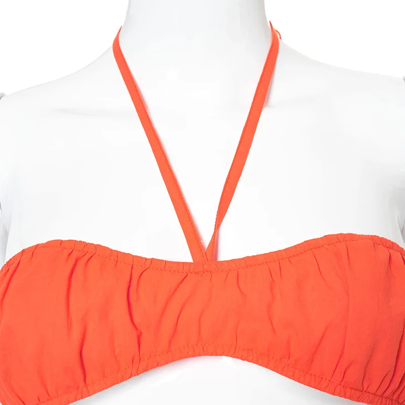 

A&BHelenss 2021 Summer Clothes Female New Solid Color Hanging Neck Lacing Sexy Irregular Short Skirt Suit Two Piece Set Women