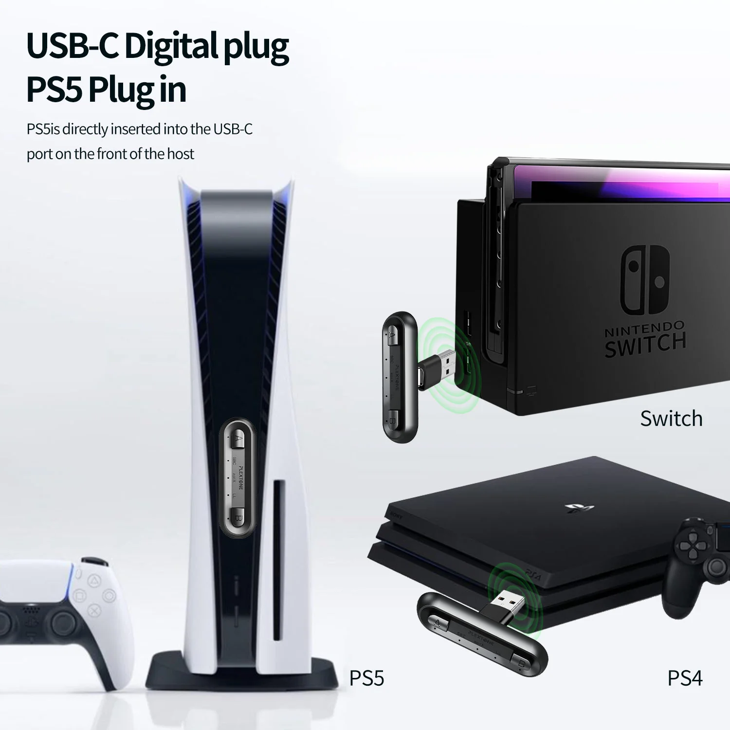 

New GS2 Bluetooth Sender Aptx Hd Audio Adapter Supports Simultaneous Connection of Two Bluetooth Headsets TYPE-C Plug