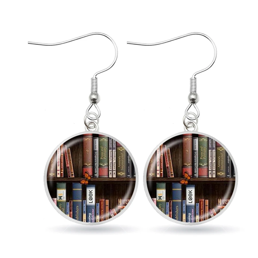 Забавные серьги в виде книжных книг винтажная книжная полка креативный принт