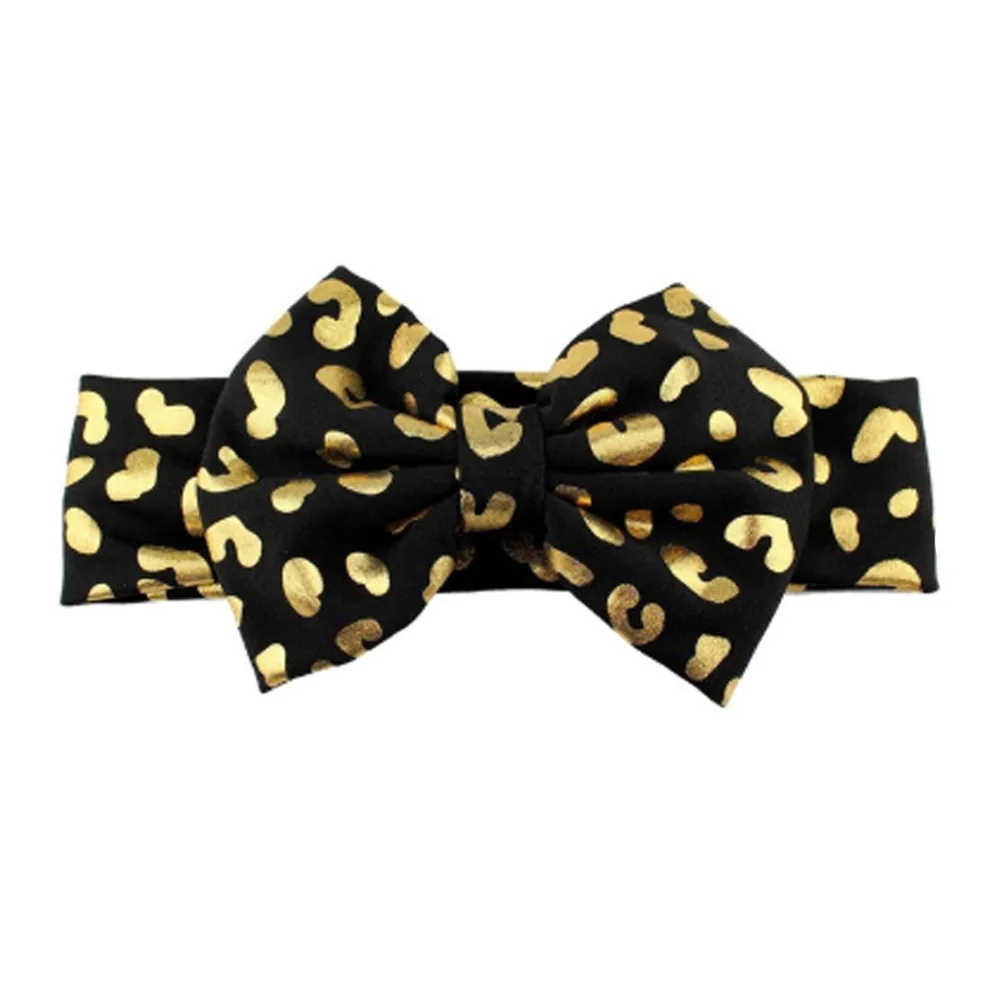 

5PCS 5'Inch Baby Hair Accessories Sequined Bow Headwear Children's Bronzing Leopard Print headband Bowknot