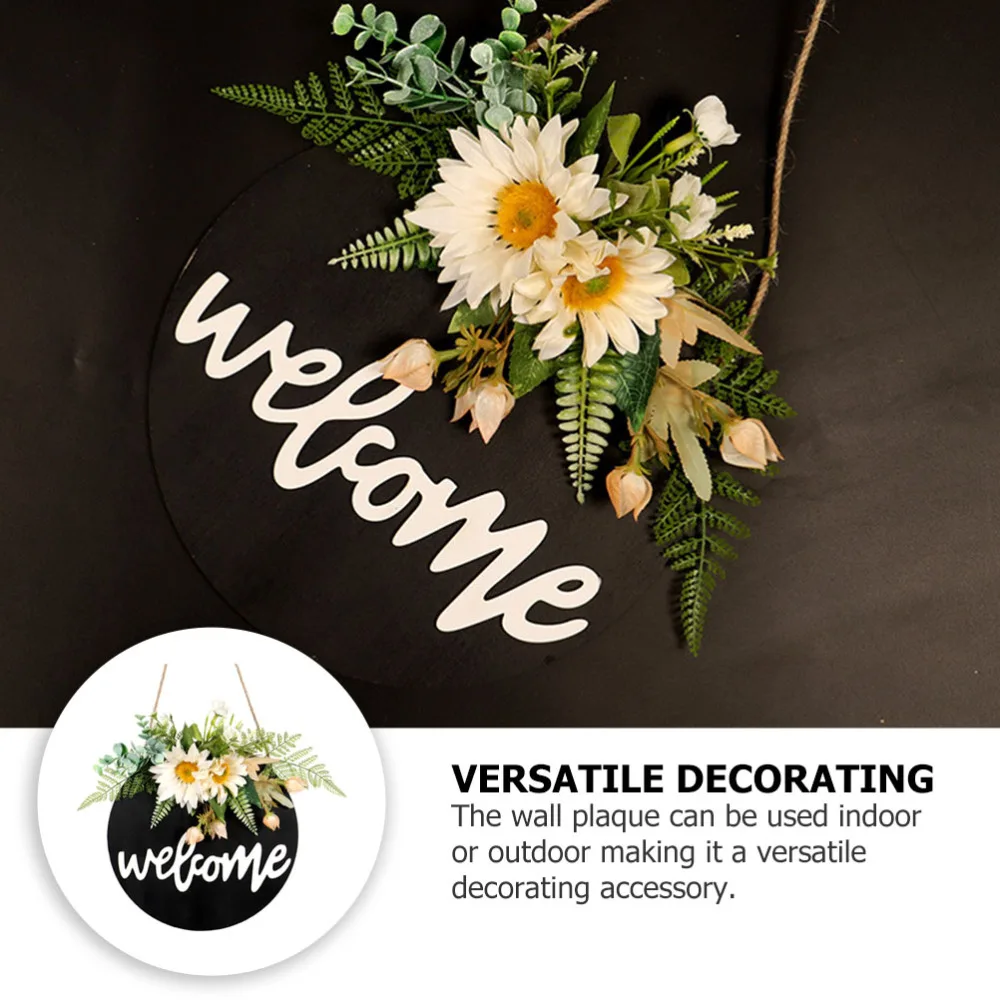

1Pc Artificial Sunflower Wreath Festival Welcome Doorplate Pendant (White)