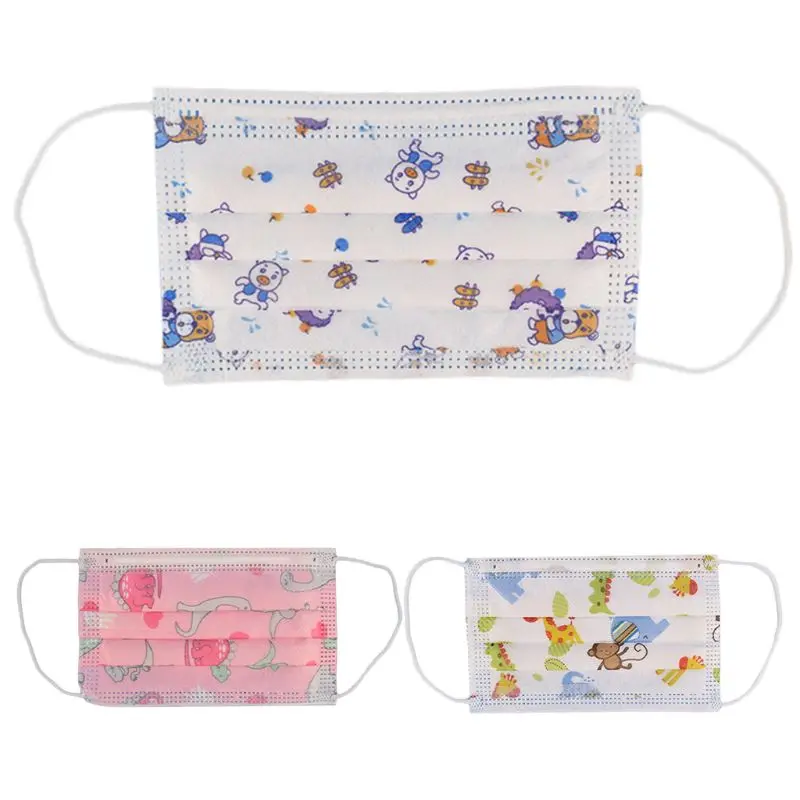 

50Pcs Kids Student PM2.5 Mouth Mask Cartoon Animal Cactus 3-Ply Antibacterial Dustproof Disposable Safety Face Cover