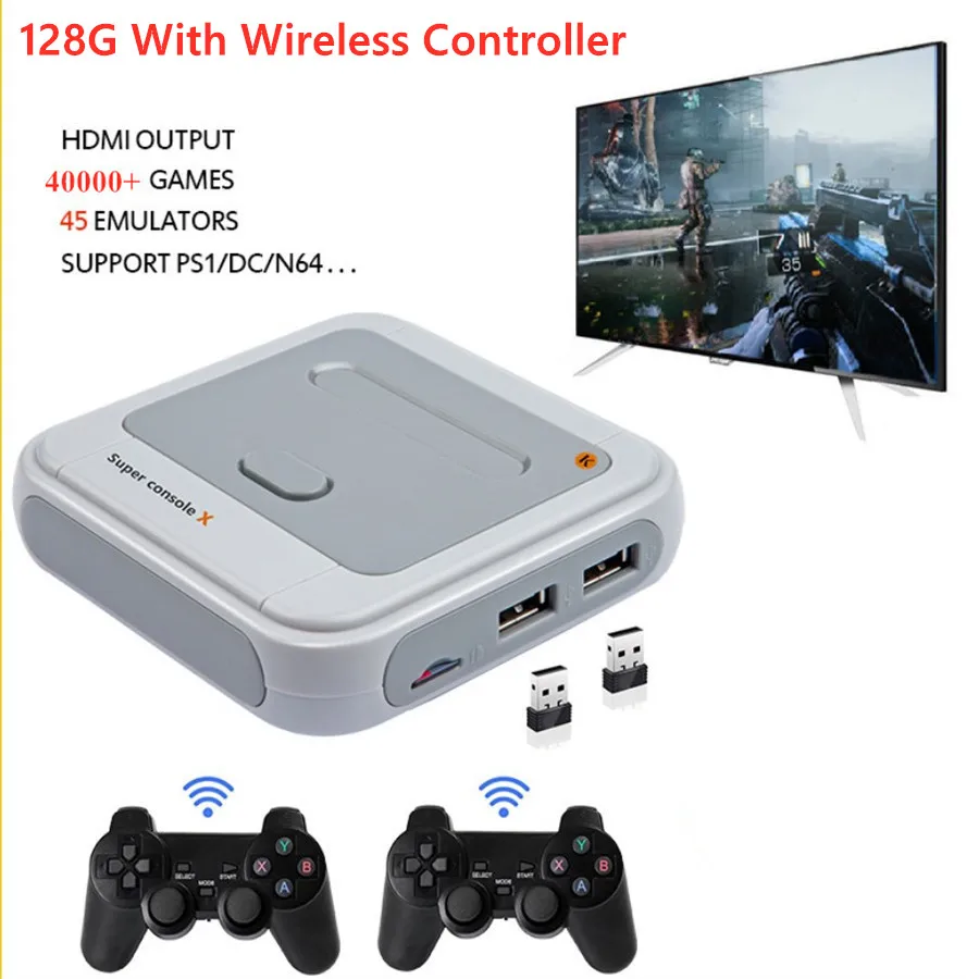 

Standard portable 2.4G retro classic wireless game console 4K PS1 N64 30000 game box supports AV HD output Wifi TV console box