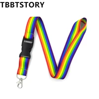 rainbow neck strap lanyard for keys id card badge holder mobile phone straps hang rope keychain webbing ribbon lanyard keycord