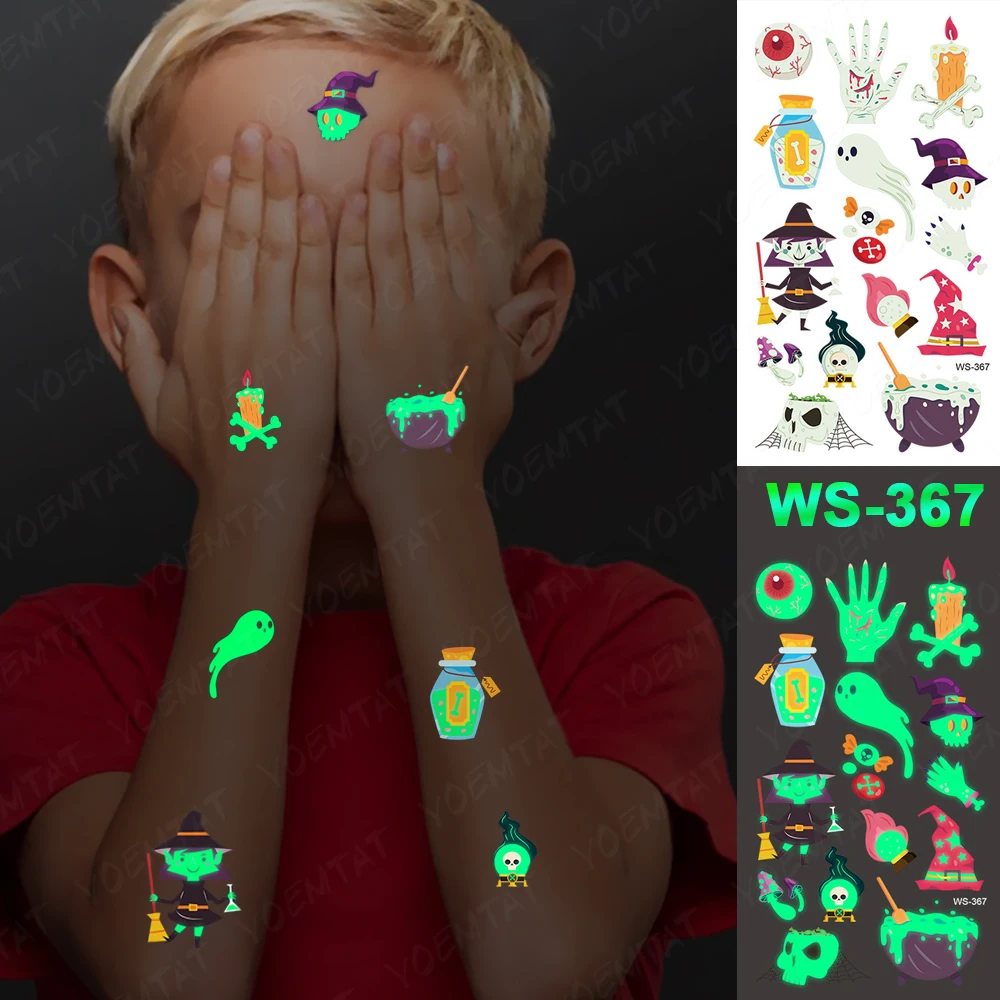 Водостойкая Временная тату-наклейка глаз свеча Призрак череп шляпа демон
