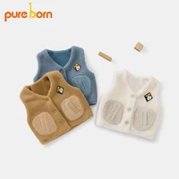 pureborn toddler baby vest adorable cartoon baby unisex waistcoat sleeveless fleece baby outwear autumn winter coat