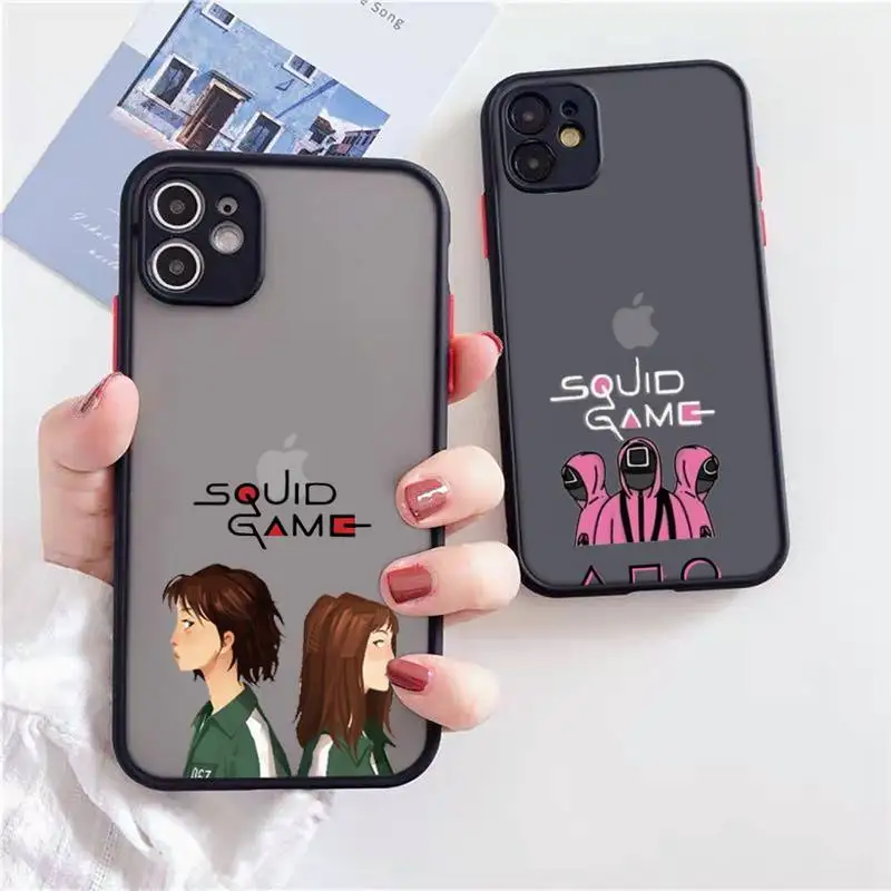 

Squid Game Round Six Phone Case Matte Transparent for iPhone 7 8 11 12 s mini pro X XS XR MAX Plus Clear mobile bag shell