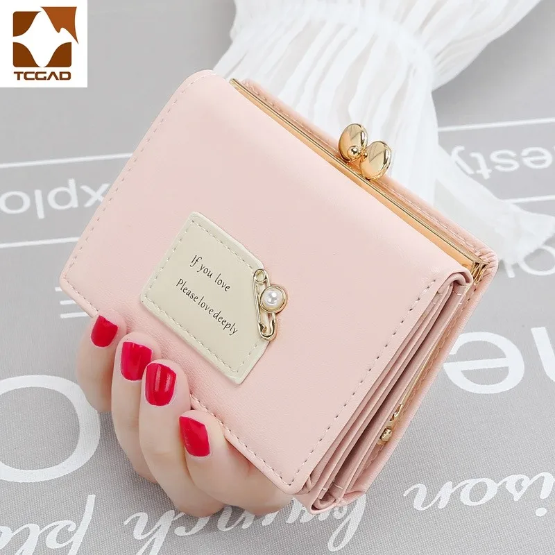 

Small Women's Wallet Letter Short Card Holder Girls Hasp Three Fold Wallet Woman Fashion Lady Coin Purse for Female Clutch Bag