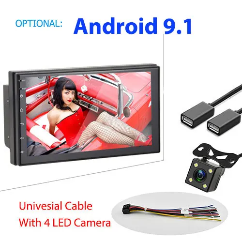 Podofo автомобильный мультимедийный плеер Andriod gps навигация 2DIN HD Авторадио WiFi USB FM 2 Din " автомобильный аудио Радио стерео резервный монитор - Цвет: New 4 LED Camera