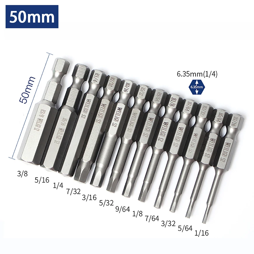 

Магнитные ударные шестигранные отвертки, шестигранные ключи, сверла 50 мм 1/16 5/64 3/32 7/64 1/8 9/64 5/32 3/16 7/32 1/4 5/16 3/8
