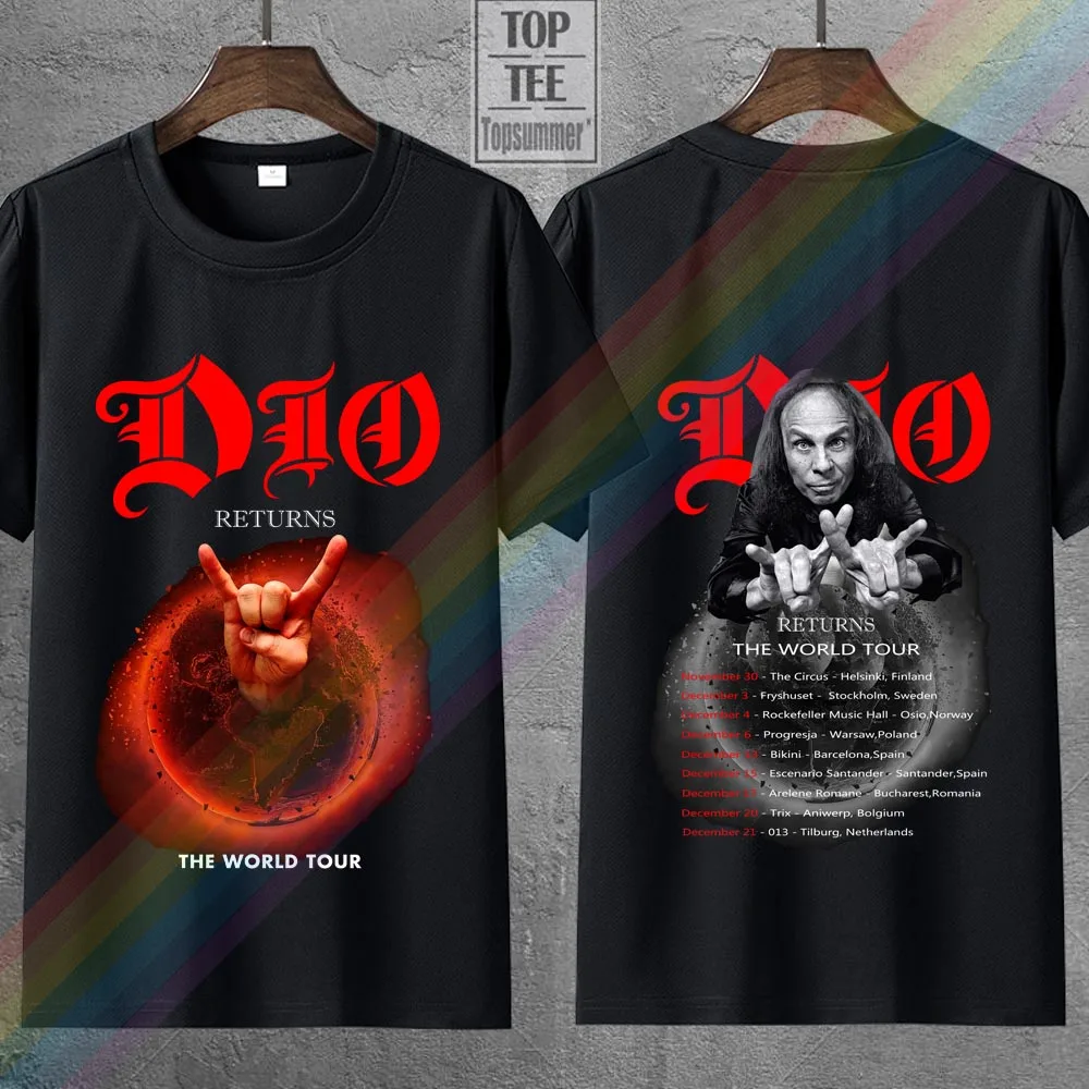 

Футболки Dio Return World Tour 2017, футболка в готическом стиле, Мужской Хлопковый спортивный костюм в стиле хиппи, эмо, женская футболка
