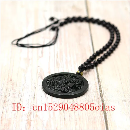 Китайский натуральный черный зеленый нефритовый кулон парусник ожерелье с