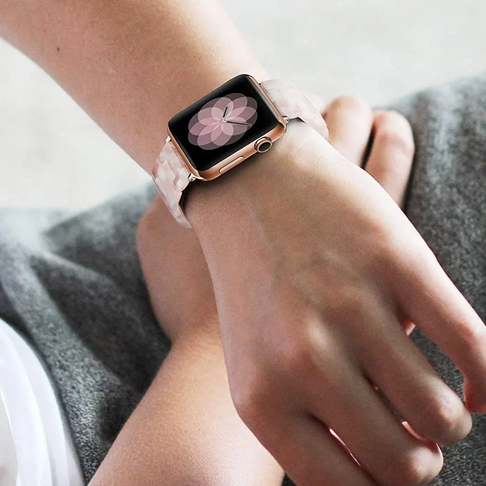 

Bracelet for iWatch SE Apple Watch Band 38mm 40mm 42mm 44mm Stylish Resin Bands Replacement Series 6/5/4/3/2/1 Watchband Pink
