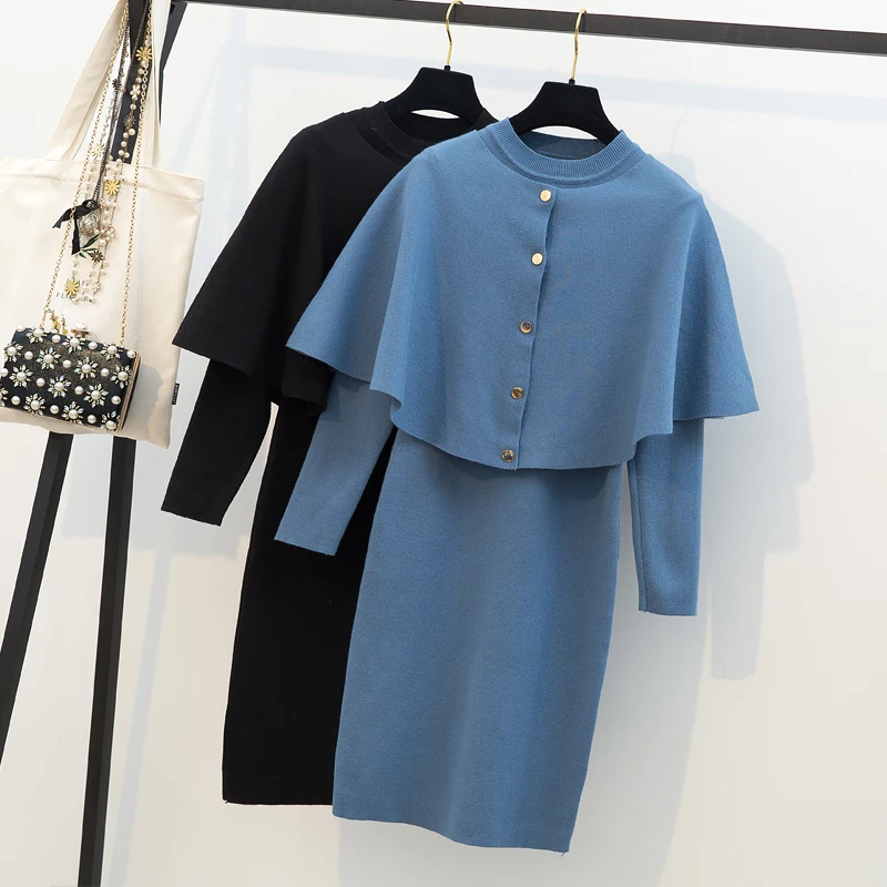 Женская одежда большого размера свитер и платье с небольшим запахом для полных