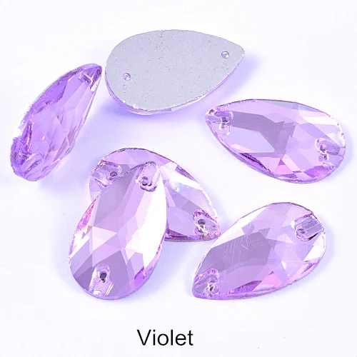 Violet 6 размеров стеклянная Каплевидная форма пришить на Стразы Красочные пришивные камни с плоским основанием одежда для одежды Ювелирные изделия для одежды B1286 - Цвет: Violet