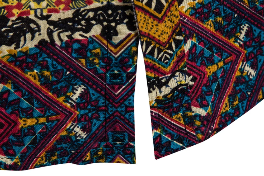 Мужская рубашка Летняя Bohe цветочный короткий рукав льняная Базовая футболка