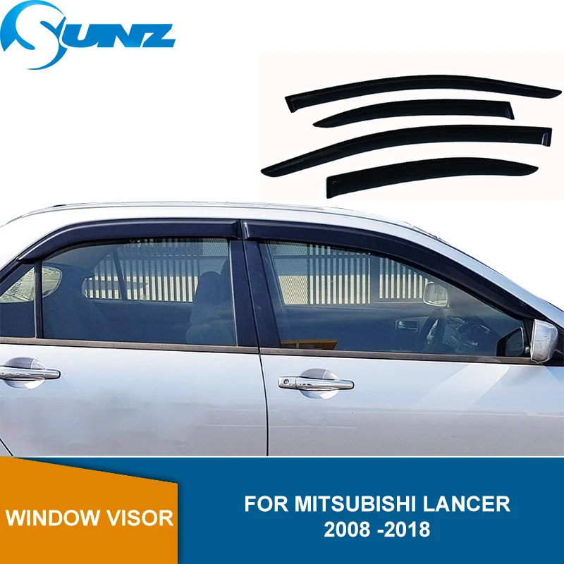 Дефлекторы боковых окон для Mitsubishi Lancer 2008 2009 2010 2011 2012 2013 2014 2015 2016 2017 2018 черные