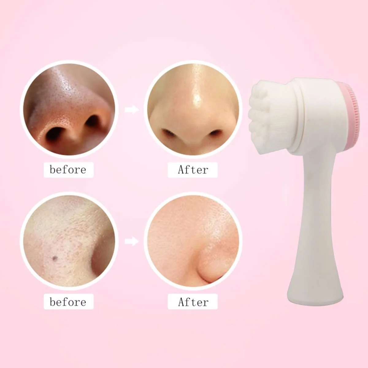 

Manual Blackhead Removal Brush Facial Cleansing Massage Wash ProductDouble-Sided Silicone Facial Cleanser Brush