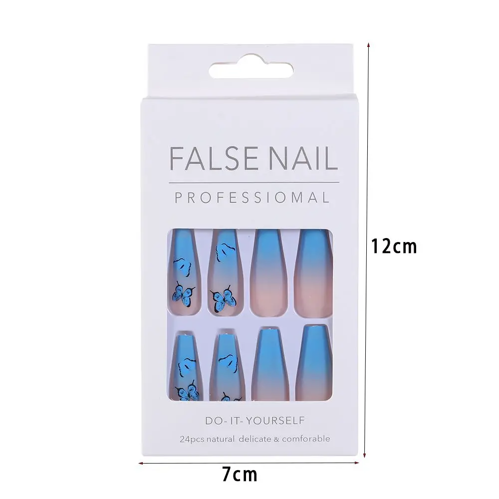 Красивые матовые T-образные накладные ногти с полным покрытием балерины