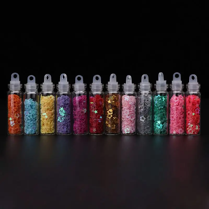 

12 Bottle/Set Manicure Sequins Nail Beauty Glitter Filling Tools Filler Nails Decoration Star Heart Floral Ornaments Makeup 85LB