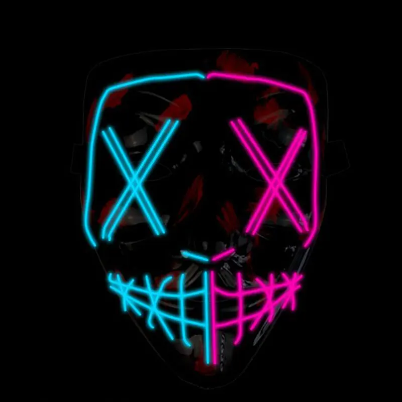 Хэллоуин ужас лицо EL Wire костюмная Маска Косплей Аксессуары светильник ящаяся