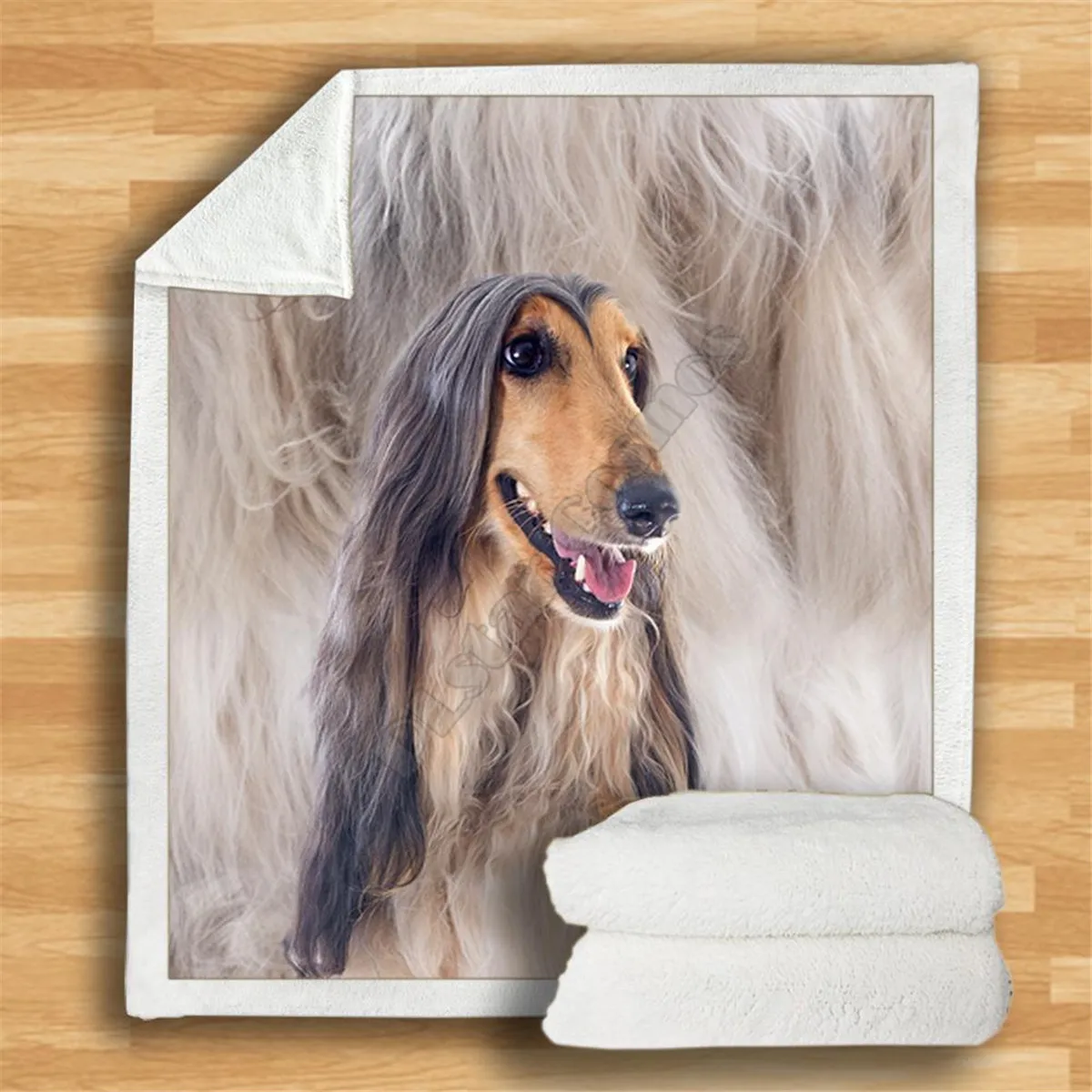 

Afghan Hound Cozy Premium Fleece Blanket 3D Printed Sherpa Blanket on Bed Home Textiles