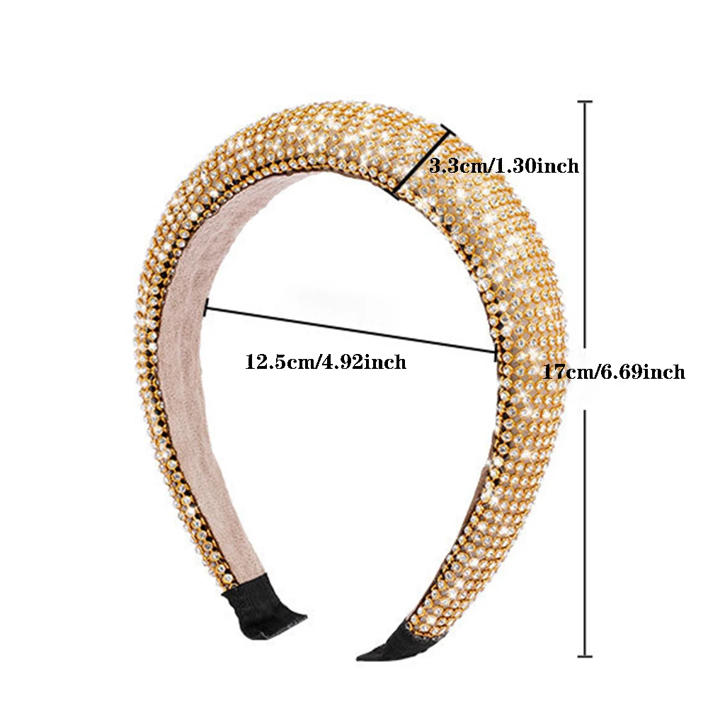 

Sparkly Padded Rhinestones Headbands Luxurious Twill Rhinestone Narrow Side Sponge Headband For Women
