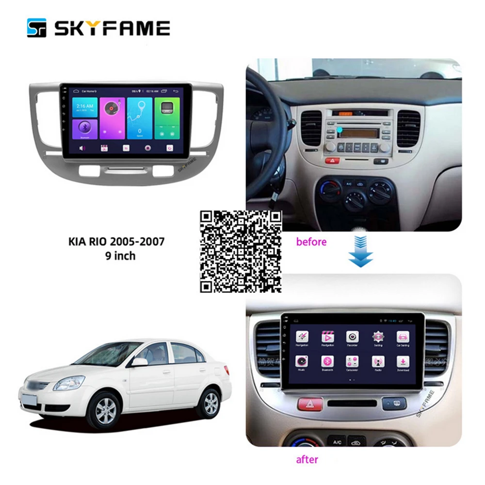 

SKYFAME Car Accessories Radio Stereo For Kia Pride/Rio 2005-2011 Android Multimedia System DSP GPS Navigation Player CarPaly 9"