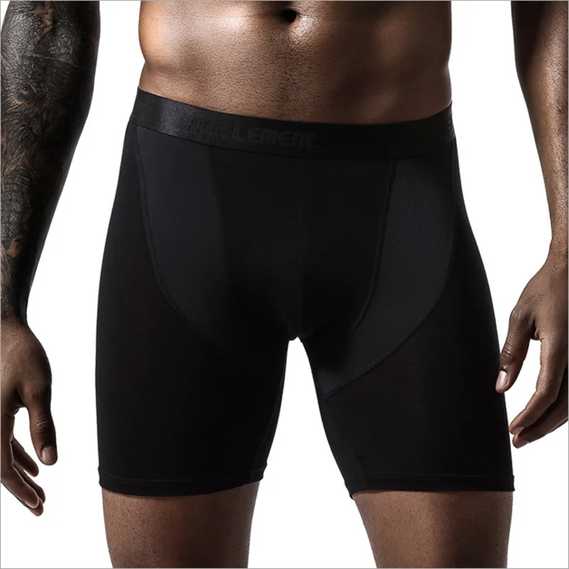 

Ice mesh mens long cock boxers underwear sports man running lengthening wear resistant leg modal flat pants long leg pants