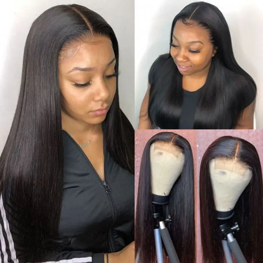 

4x4 Closure Wig Straight 180 Density Lace Closure Human Hair Wigs For Women Pre Plucked Brazilian Natural Color Mslynn Remy Hair