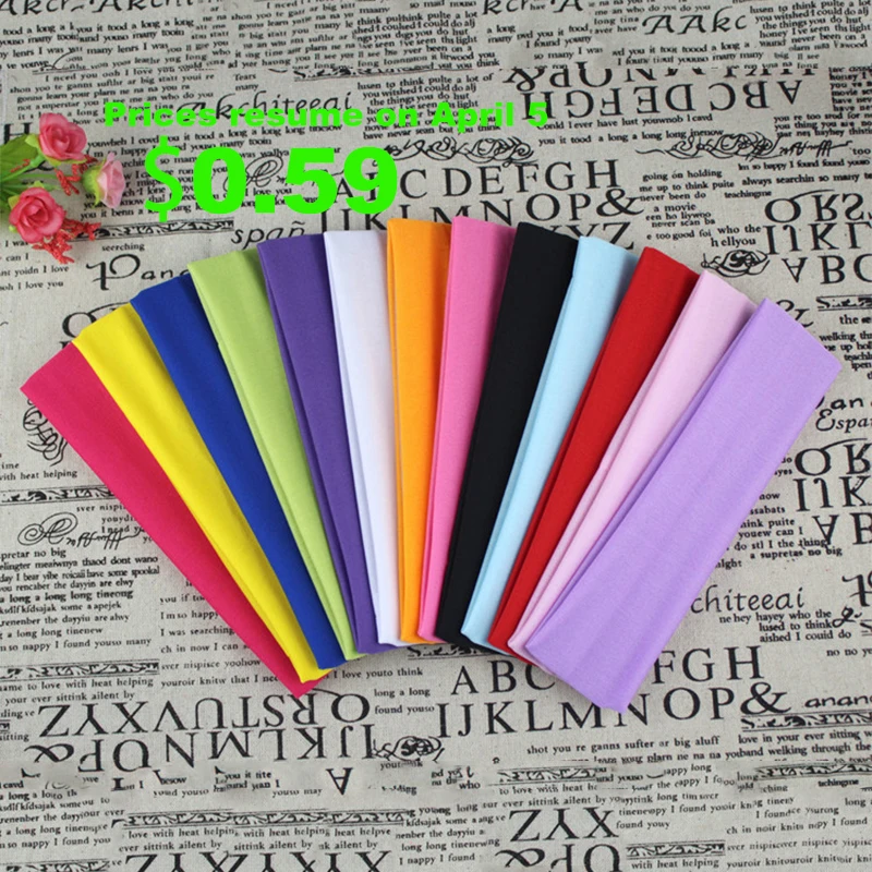 Elastic Absorbing Sweat Yoga Headband Candy Color Hairband Sports Solid Color Headdress Wash Makeup Headwear Accessories