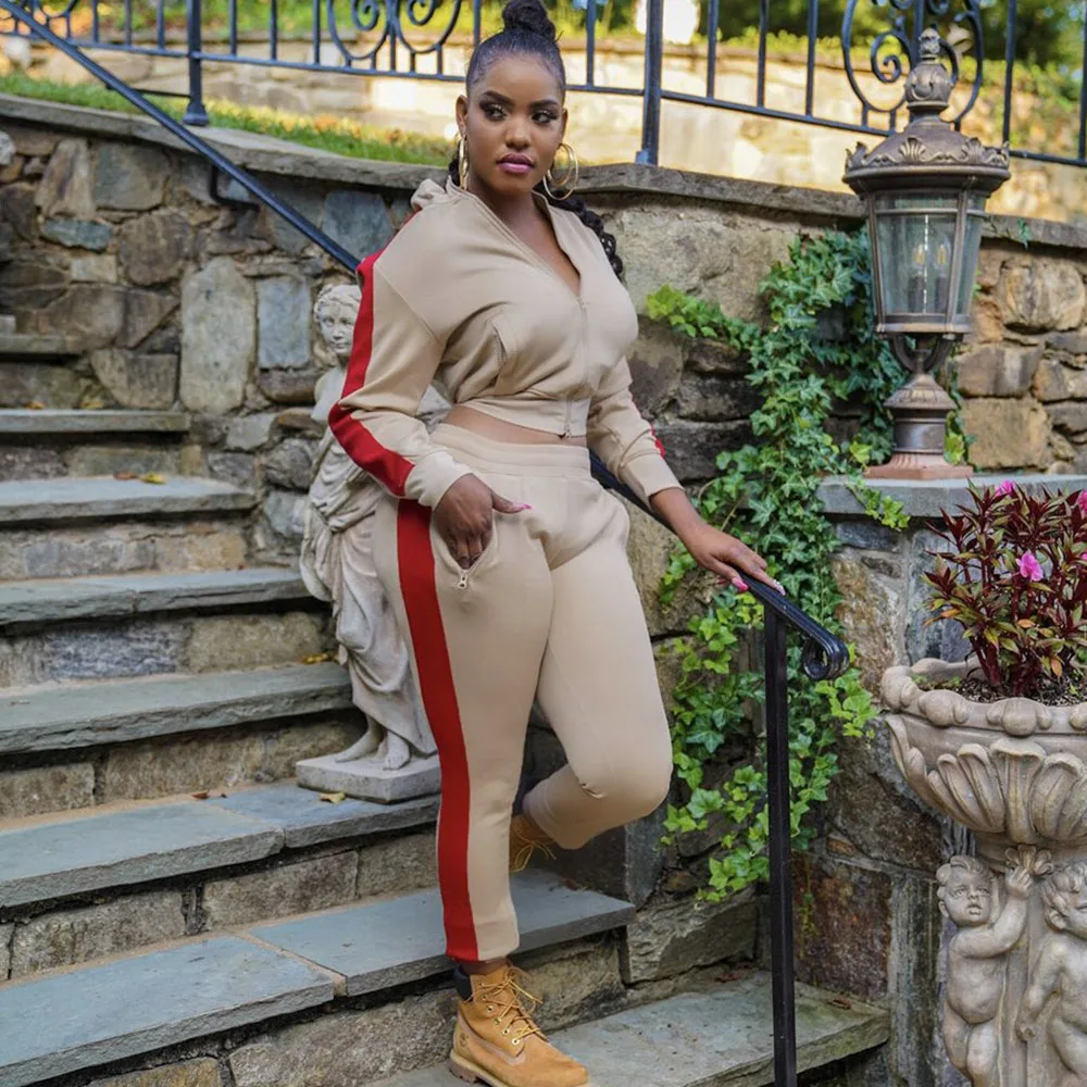 

Casual zipper jacket loose trousers sports ladies suit two-piece street sweater hooded Bright color women's sportswear